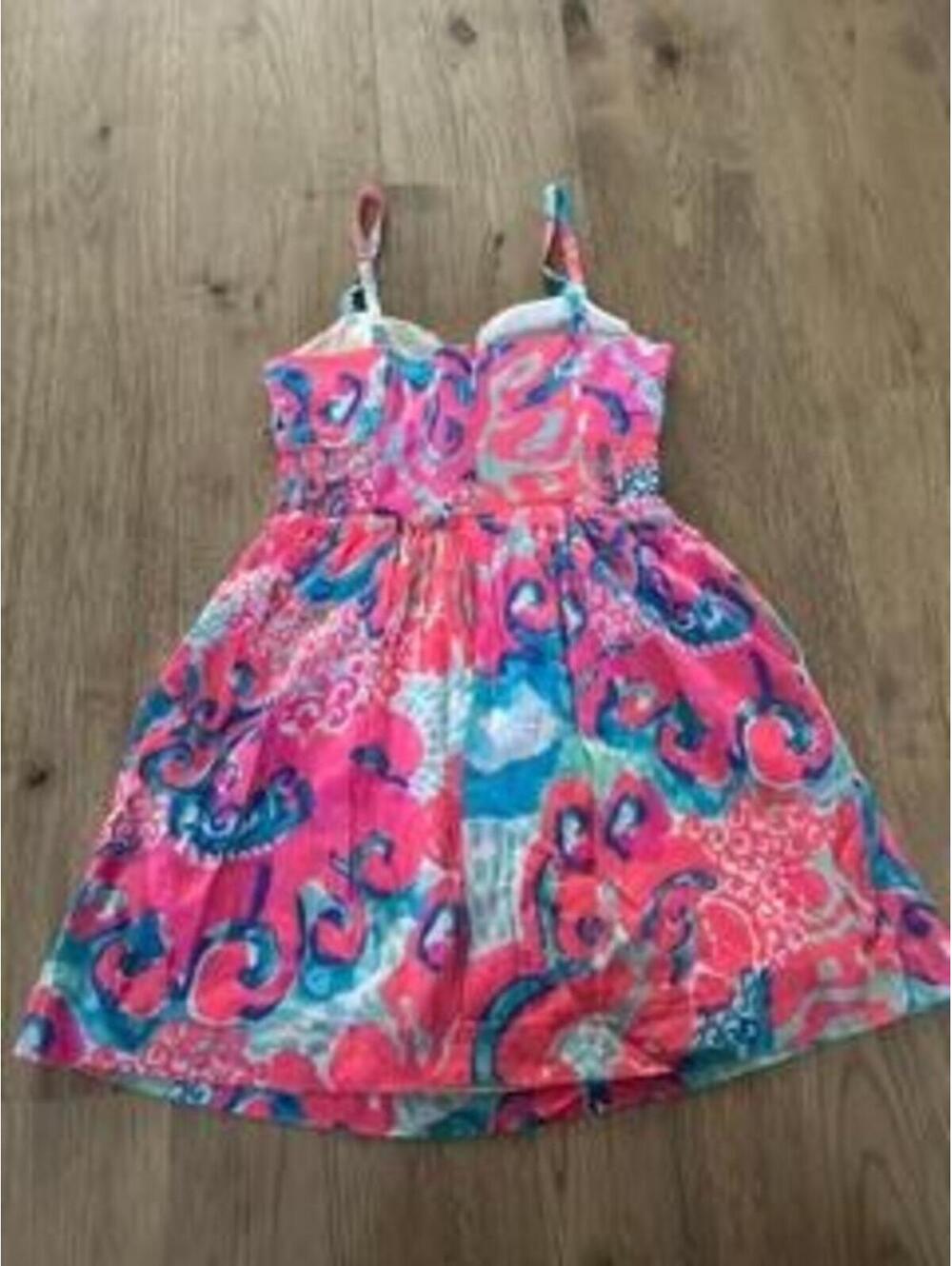 Lilly Pulitzer Sweetheart Neckline Mini Dress Pink Blue Floral Sundress Small